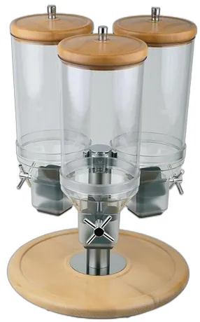 Rotational Cereal Dispenser with Wooden Lids - 38 x 38cm