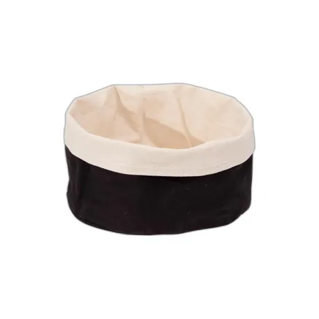 Round Black / Beige Canvas Bread Basket - 17cm