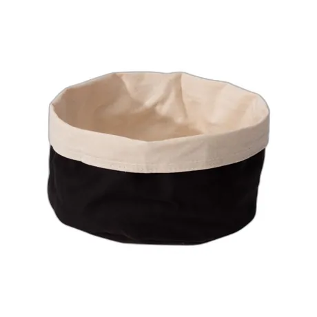 Round Black / Beige Canvas Bread Basket - 20cm /
