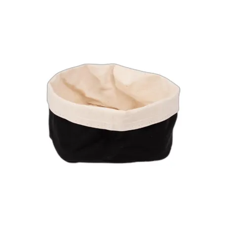 Round Black / Beige Canvas Bread Basket - 20 x 15cm