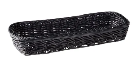 Economic Rectangular Black Cutlery Basket - 27 x 10cm