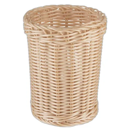 Economic Cylindrical Beige Cutlery Basket - 12 x 12cm