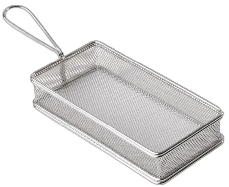 Snackholder Stainless Steel Rectangular Fry Basket - 21.5 x 10.5cm