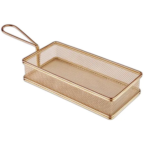 Snackholder Copper Rectangular Fry Basket - 21.5 x 10.5cm