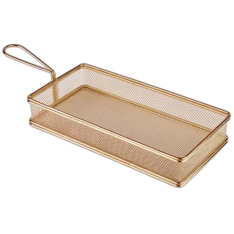 Snackholder Copper Rectangular Fry Basket - 26 x 13cm