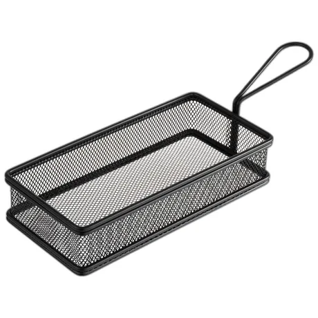 Snackholder Black Rectangular Fry Basket - 21.5 x 10.5cm