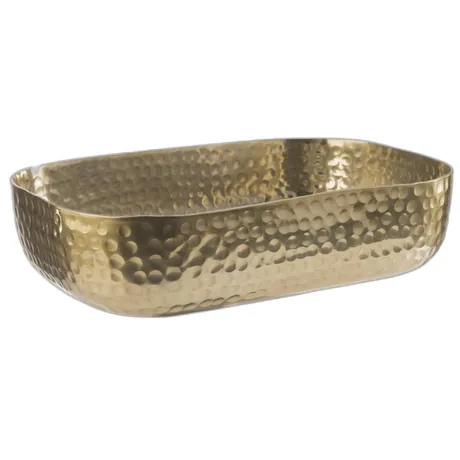 Craft Aluminium Gold Hammered Bowl - 23 x 15.5cm