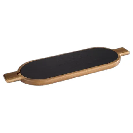 Acacia Wood/ Slate Oval Serving Board - 50 x 15cm