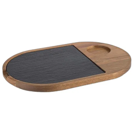 Acacia Wood/ Slate Serving Board - 28 x 17.5cm