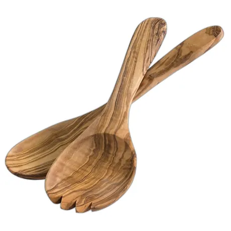 2 Piece Olive Wood Spoon Set - 9.5 x 8.5cm