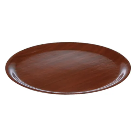 Round Mahogany Wood Tray