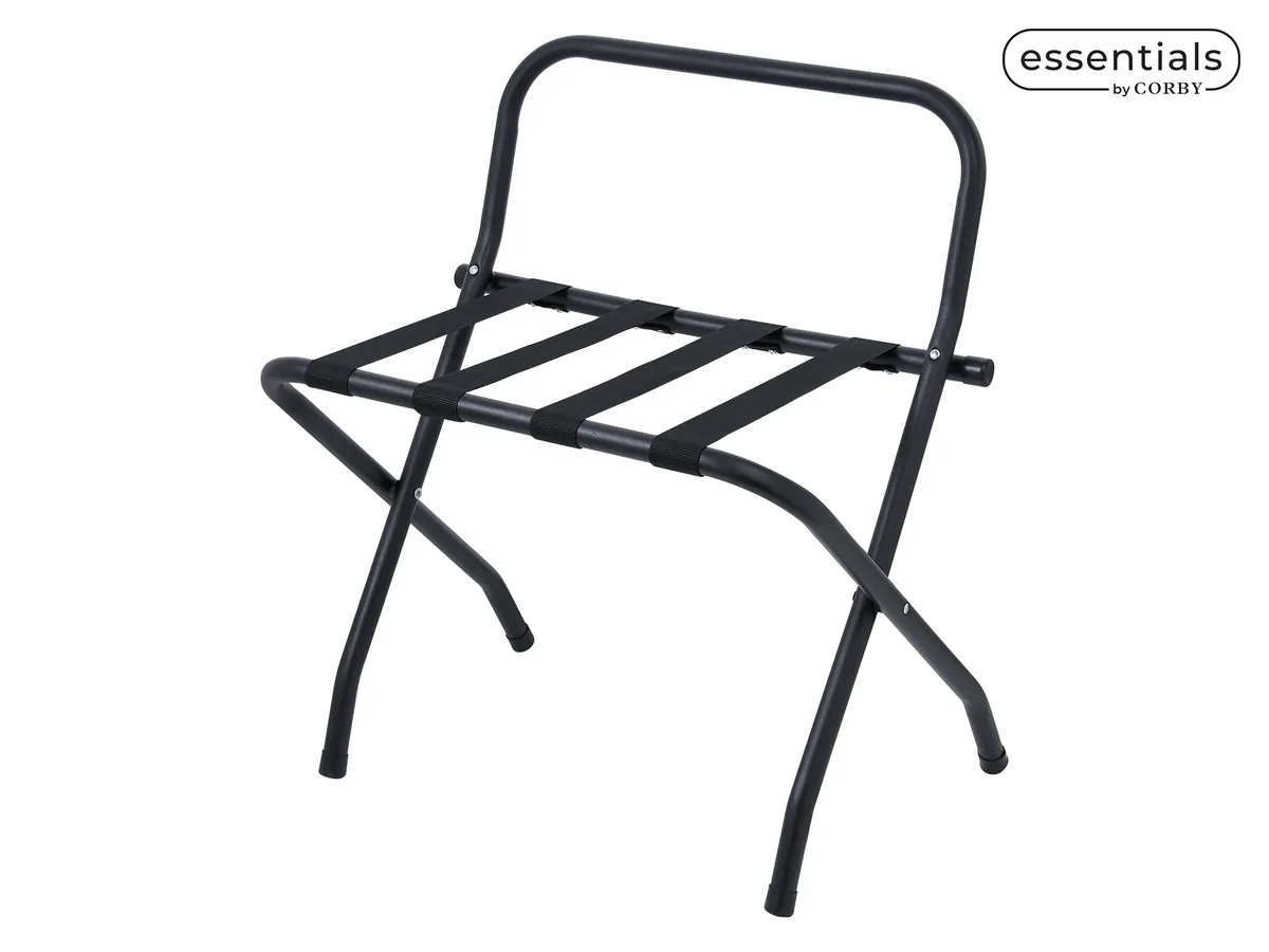 Metal Luggage Rack with Back (Ashton / LGR0001) in Black