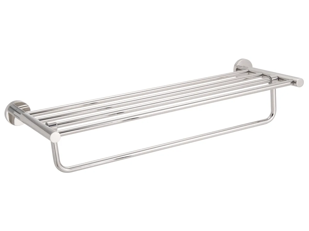 Harrogate Towel Rail with Shelf in Polished Steel
