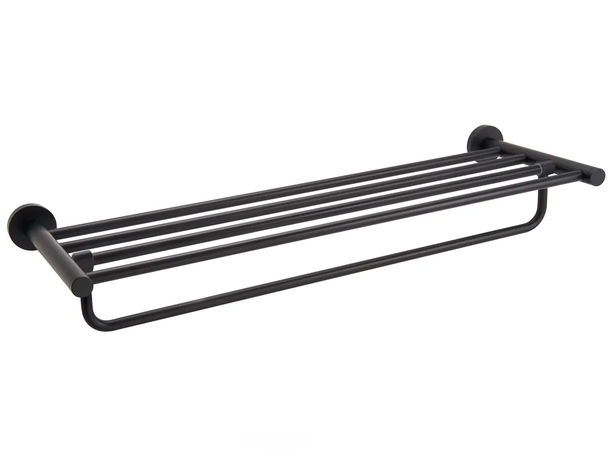 Harrogate Towel Rail with Shelf in Black