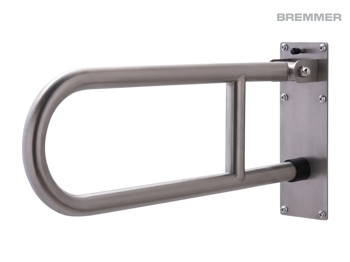Rina Swing-Up Grab Bar in Brushed Steel