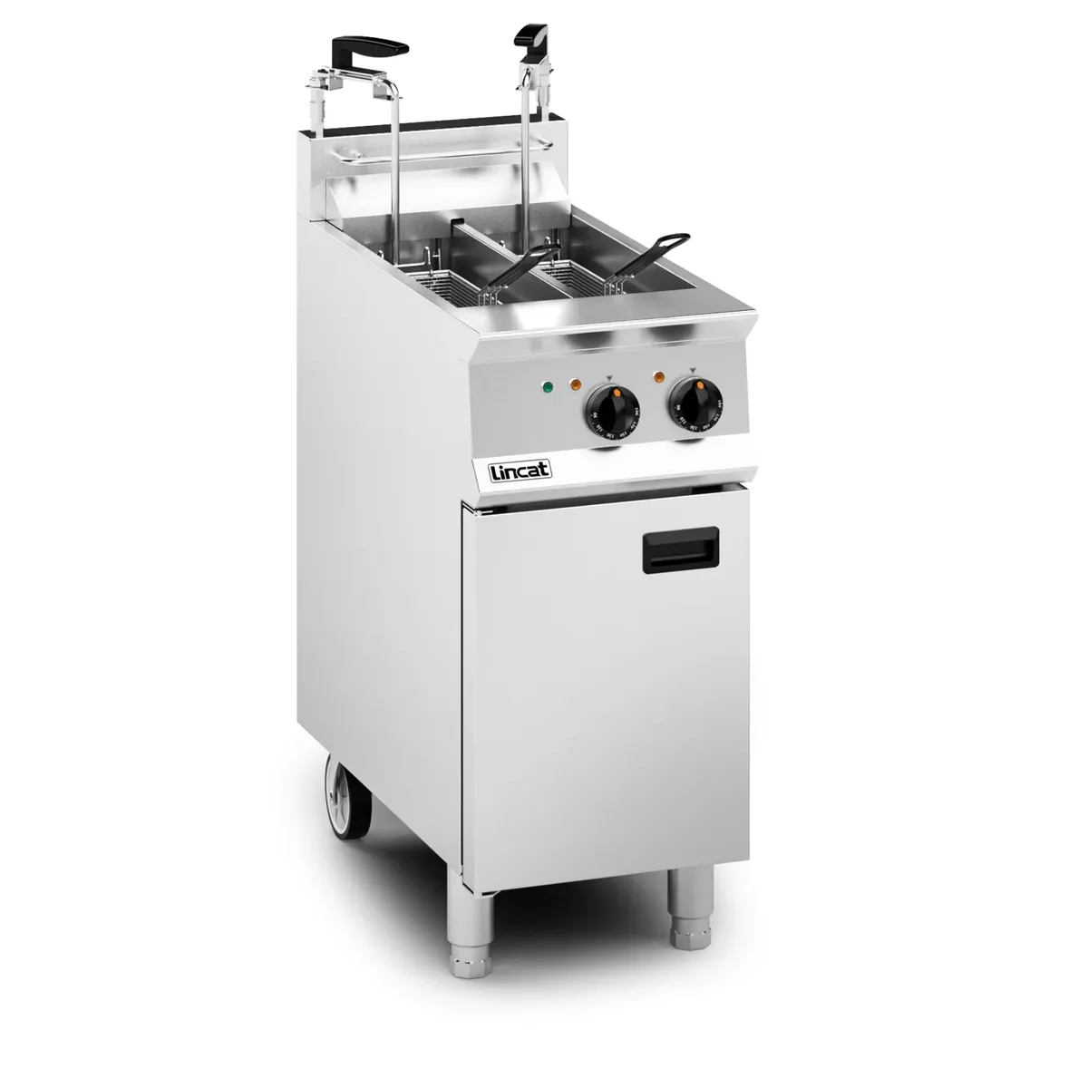Lincat Opus Electric Free-standing Twin Tank Fryer with Pumped Filtration - 2 Baskets - W 400 mm - 14.0 kW