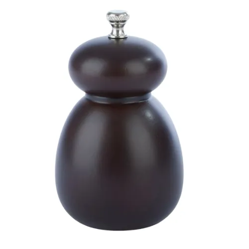 Brown Round Rubberwood Pepper Mill