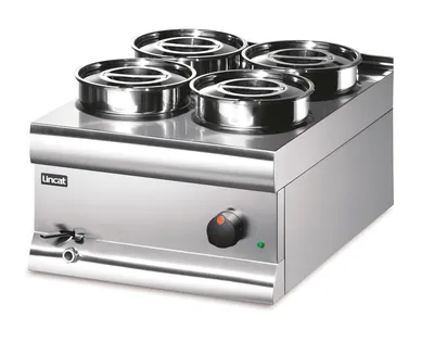 Lincat Silverlink Electric Counter-top Bain Marie - Wet Heat - Round Pots - Base + 4 Pots - W 450 mm - 1.0 kW